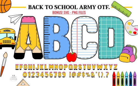 Back to School Army: A Cool Pencil Alphabet Font